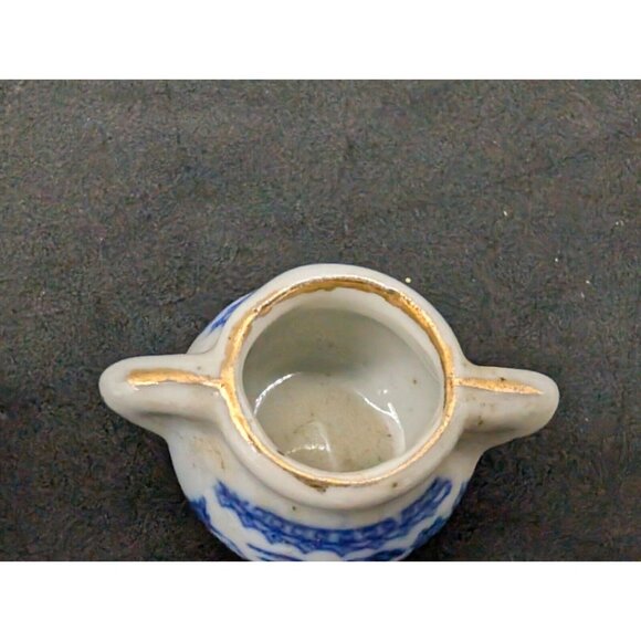 Vtg. Set 3 Miniature Blue Willow Tea Pot Plate & Sugar Blue White China READ - Picture 3 of 16